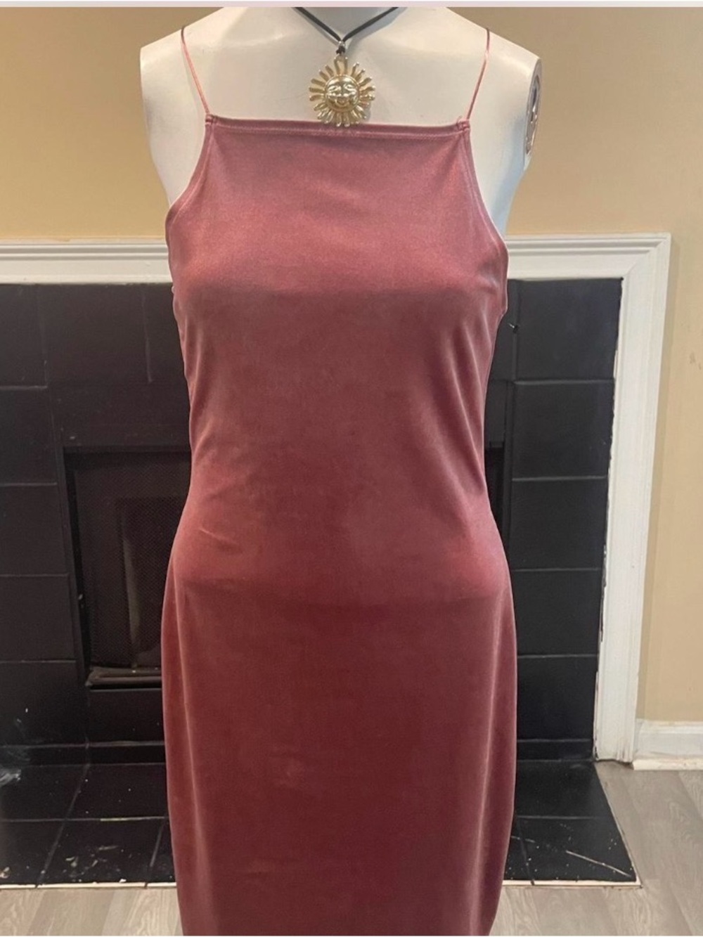 Forever 21 Velvet Slip Midi Dress in Dusty Rose Fairycore Datenight